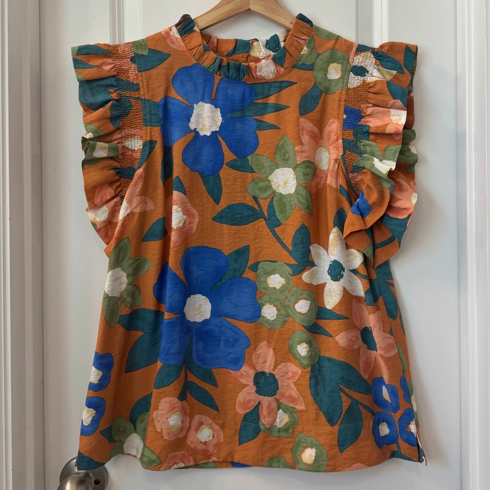 Floral Ruffle Sleeve Top